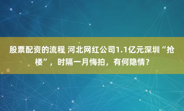 股票配资的流程 河北网红公司1.1亿元深圳“抢楼”，时隔一月悔拍，有何隐情？